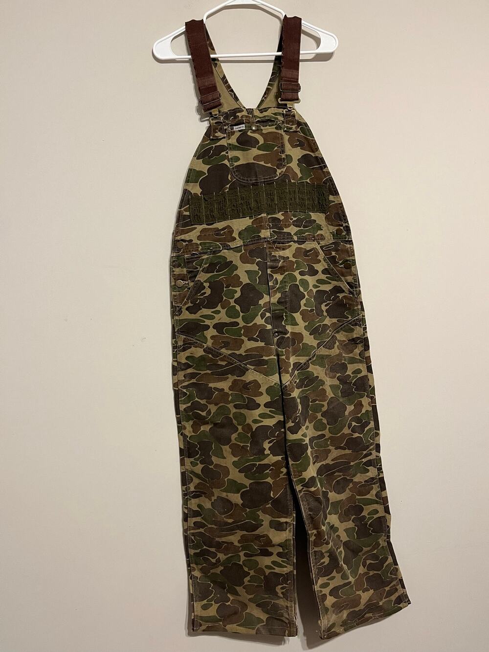 Carhartt Camo Hunting Overalls Thrashed Vintage Distressed No Size Tag
